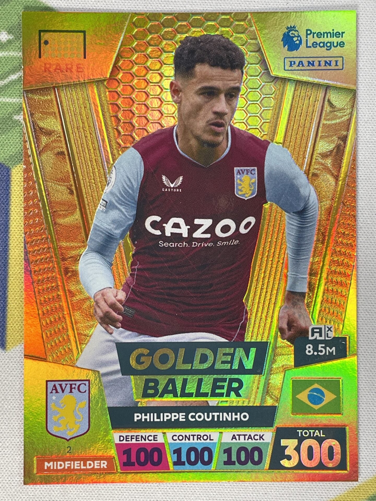 Philippe Coutinho Aston Villa Golden Baller Panini Premier League Adrenalyn XL 2023 Card