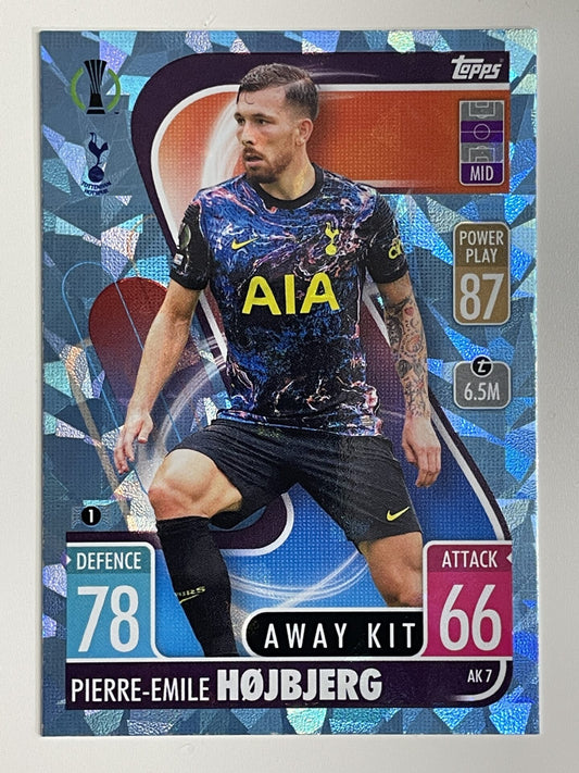 Pierre-Emile Hojbjerg Tottenham Away Kit Crystal Foil Parallel Topps Match Attax Extra 2021:22 Champions League Card