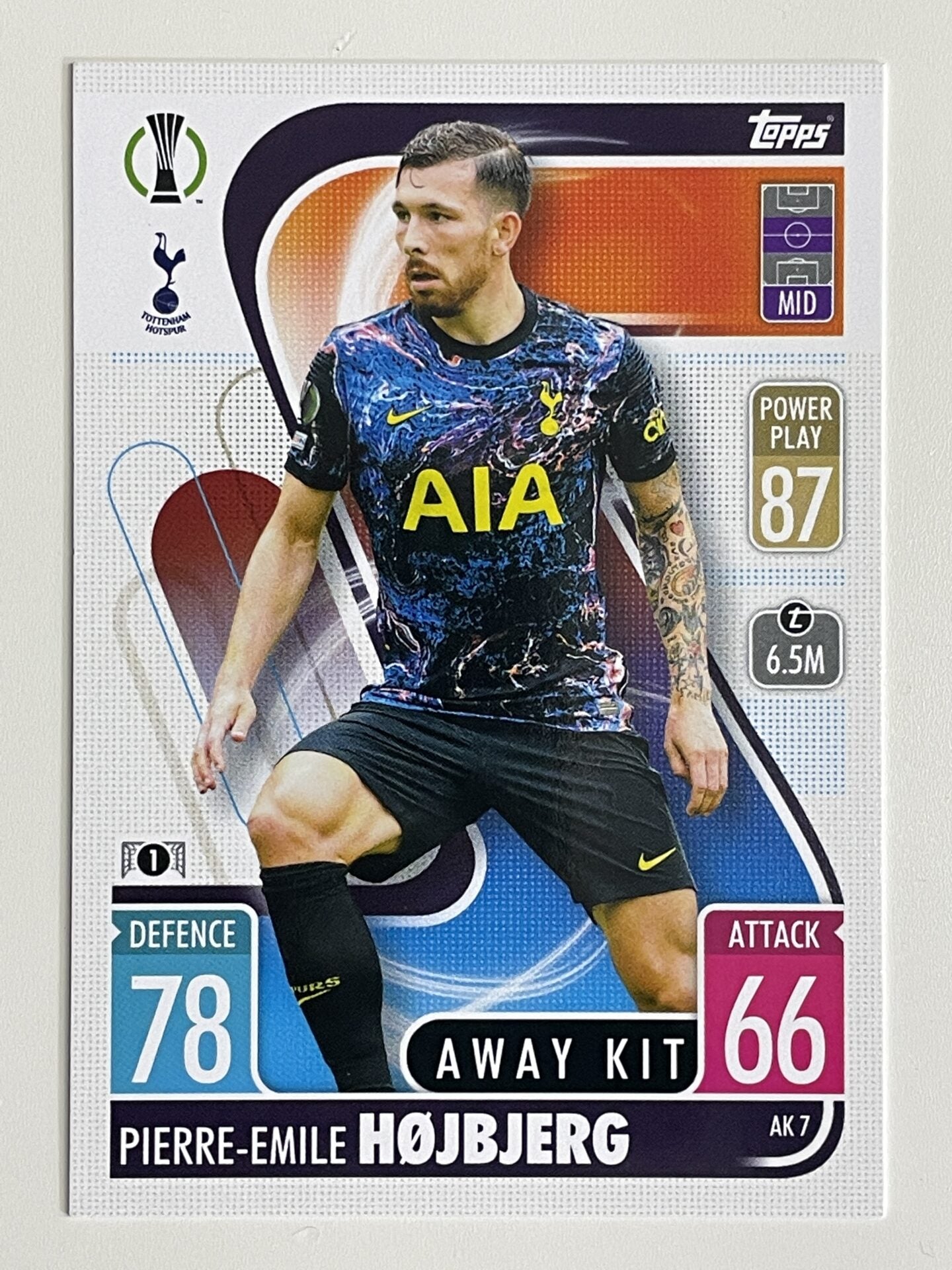 Pierre-Emile Hojbjerg Tottenham Away Kit Topps Match Attax Extra 2021:22 Champions League Card