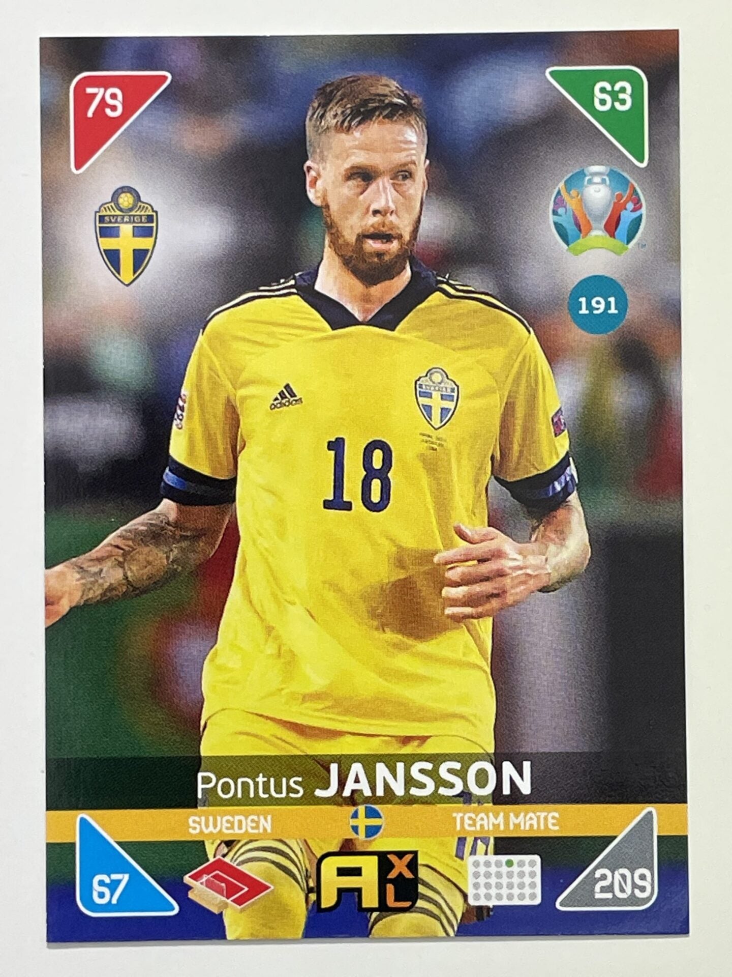 Pontus Jansson Team Mates (Sweden) Football Card &#8211; Euro 2020 Adrenalyn XL