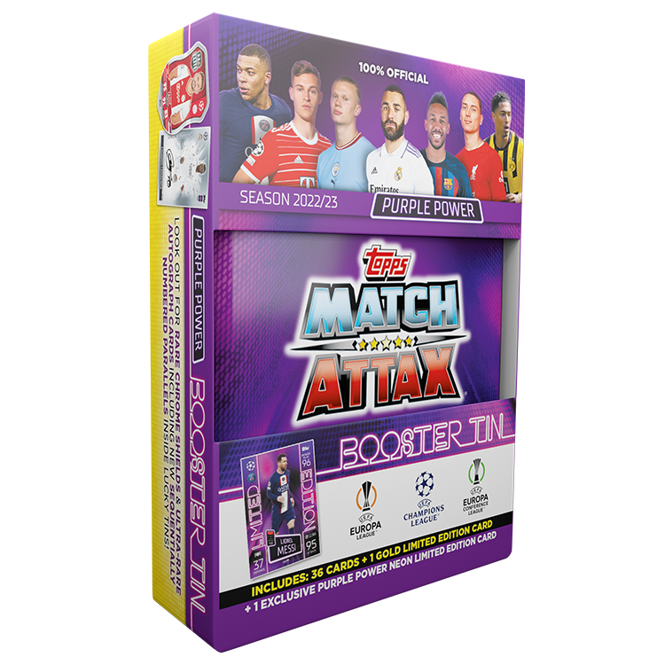 Purple Power Booster Tin Topps Match Attax 2022 2023 Champions League