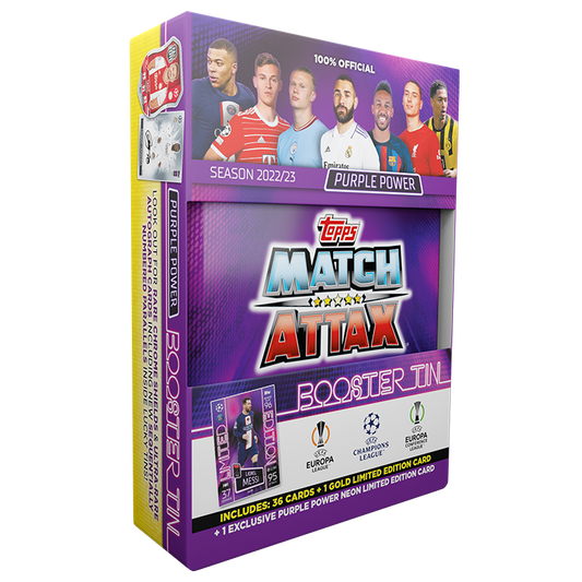 Purple Power Booster Tin Topps Match Attax 2022 2023 Champions League