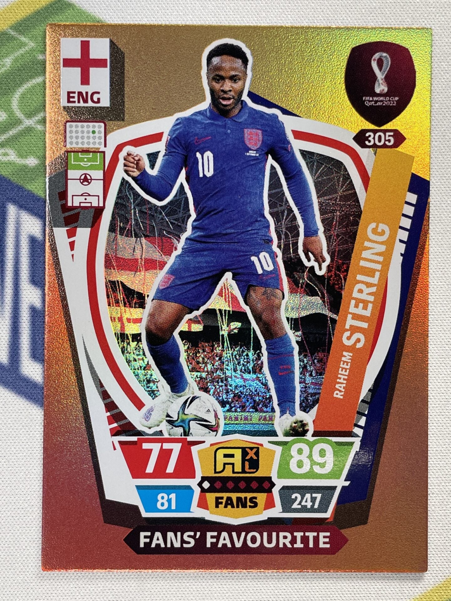 Raheem Sterling England Fans Favourite Panini World Cup 2022 Adrenalyn XL Card