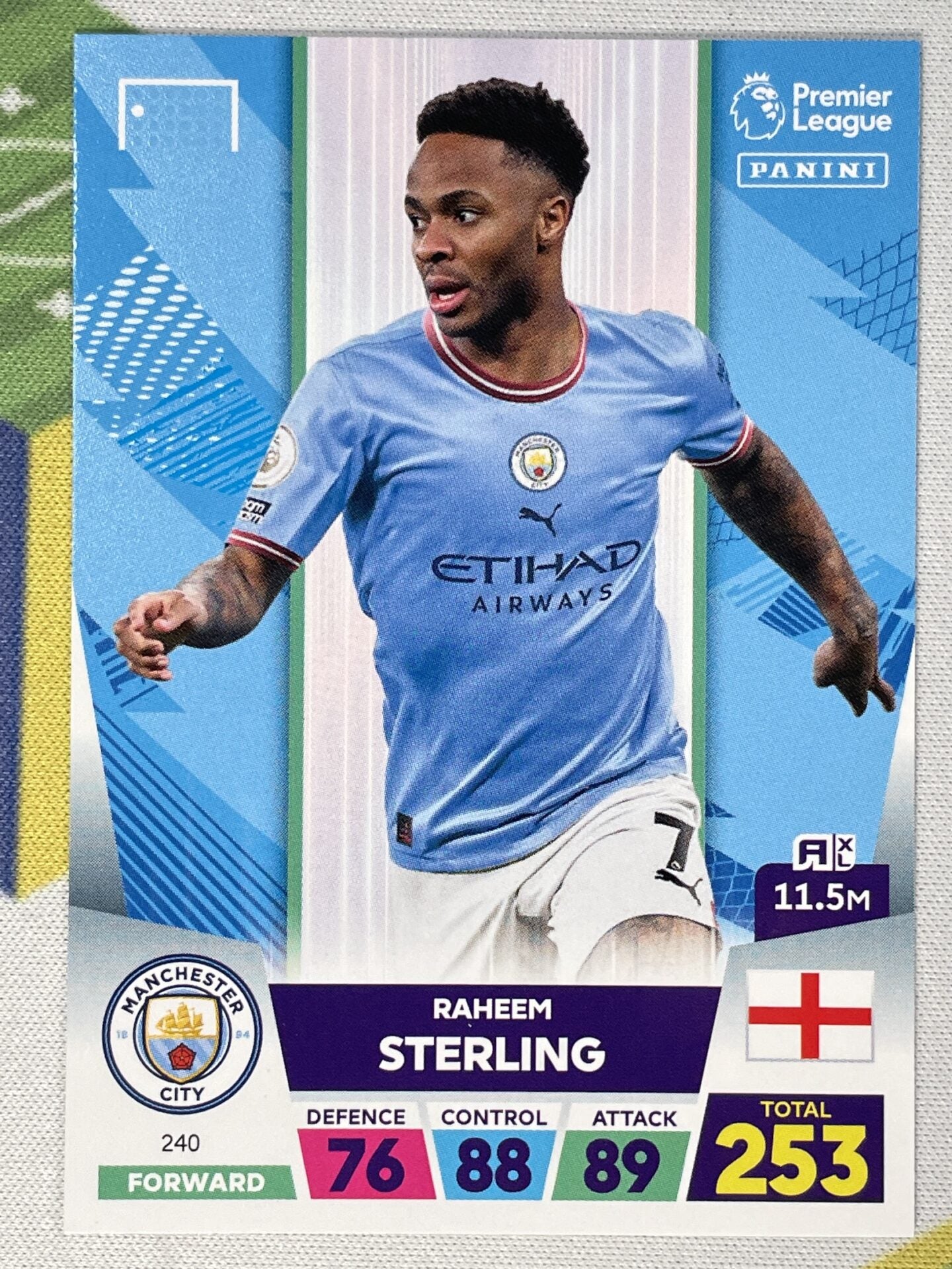 Raheem Sterling Manchester City Panini Premier League Adrenalyn XL 2023 Card