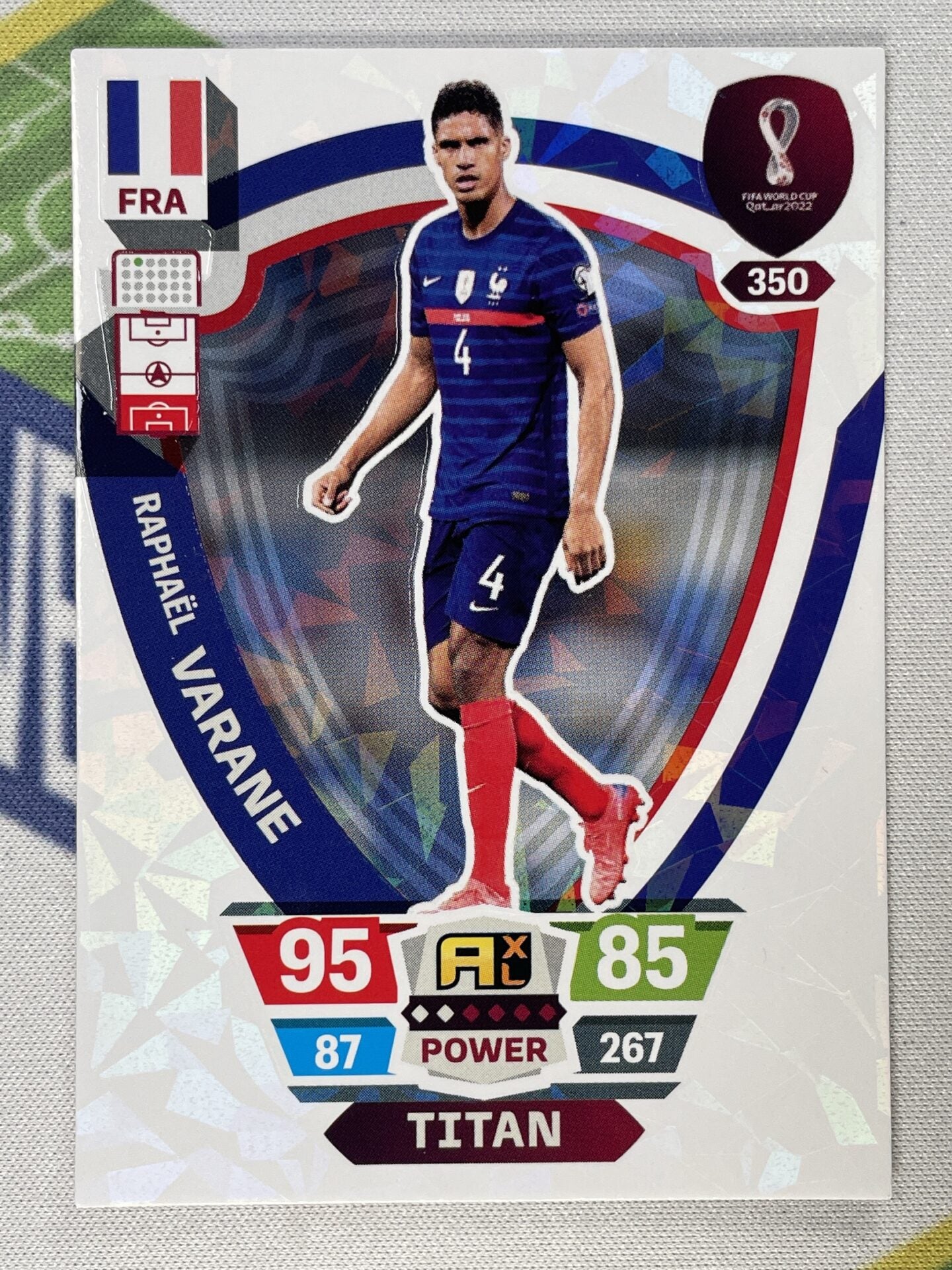 Raphael Varane France Titan Panini World Cup 2022 Adrenalyn XL Card