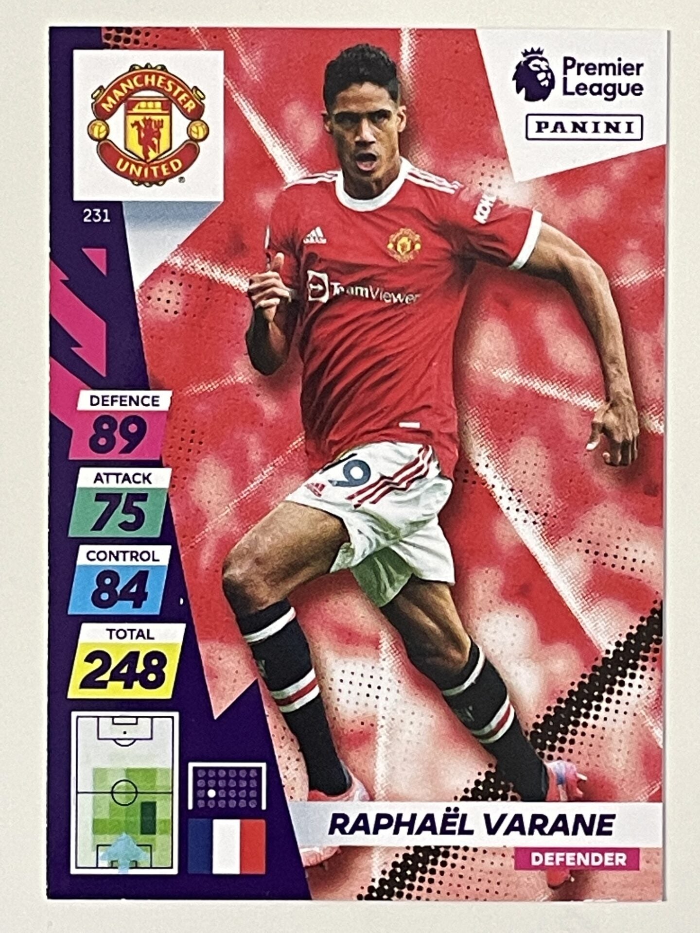 Raphael Varane Manchester United Base Panini Adrenalyn XL PLUS Premier League 2021 2022