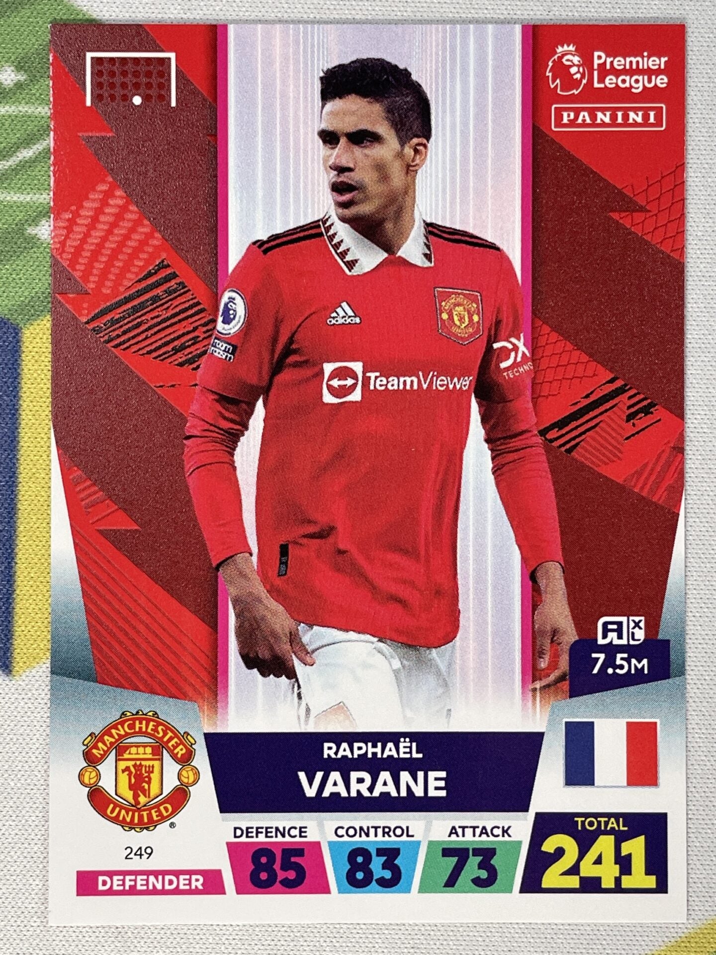 Raphael Varane Manchester United Panini Premier League Adrenalyn XL 2023 Card