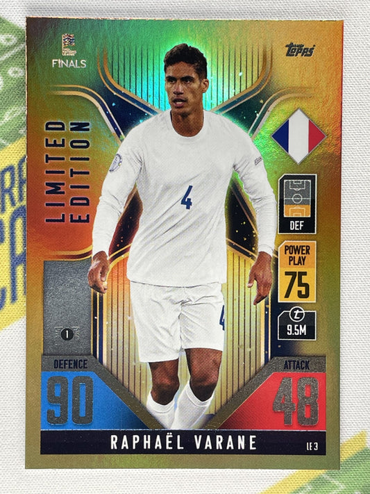 Raphael Verane France Limited Edition Topps Match Attax 101 Road to Nations League 2022 Card