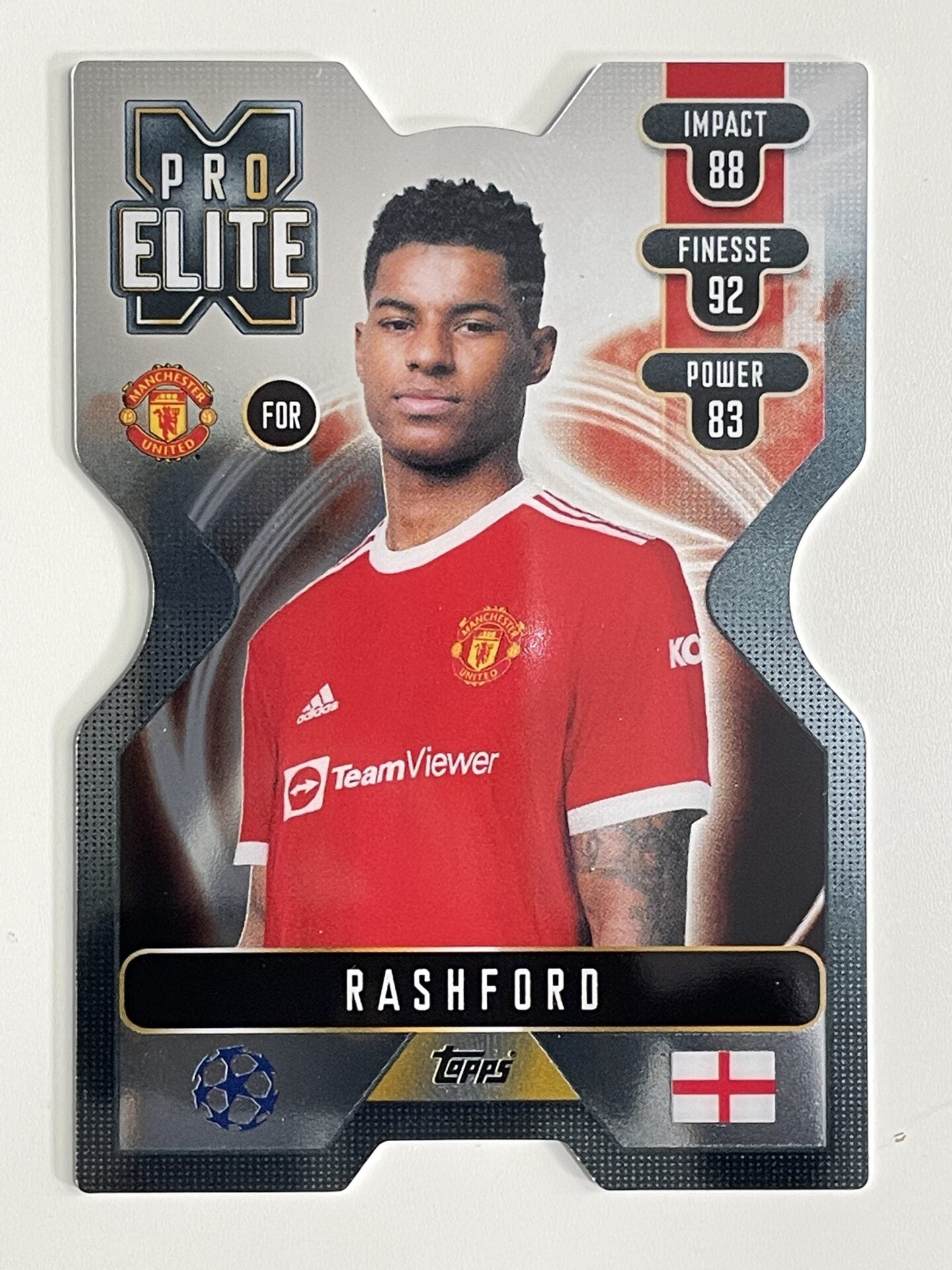 Rashford Manchester United Chrome X Pro Elite Topps Match Attax Extra 2021:22 Champions League Card