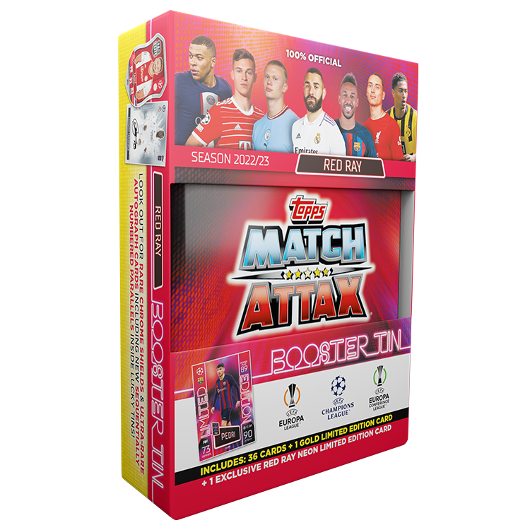 Red Ray Booster Tin Topps Match Attax 2022 2023 Champions League