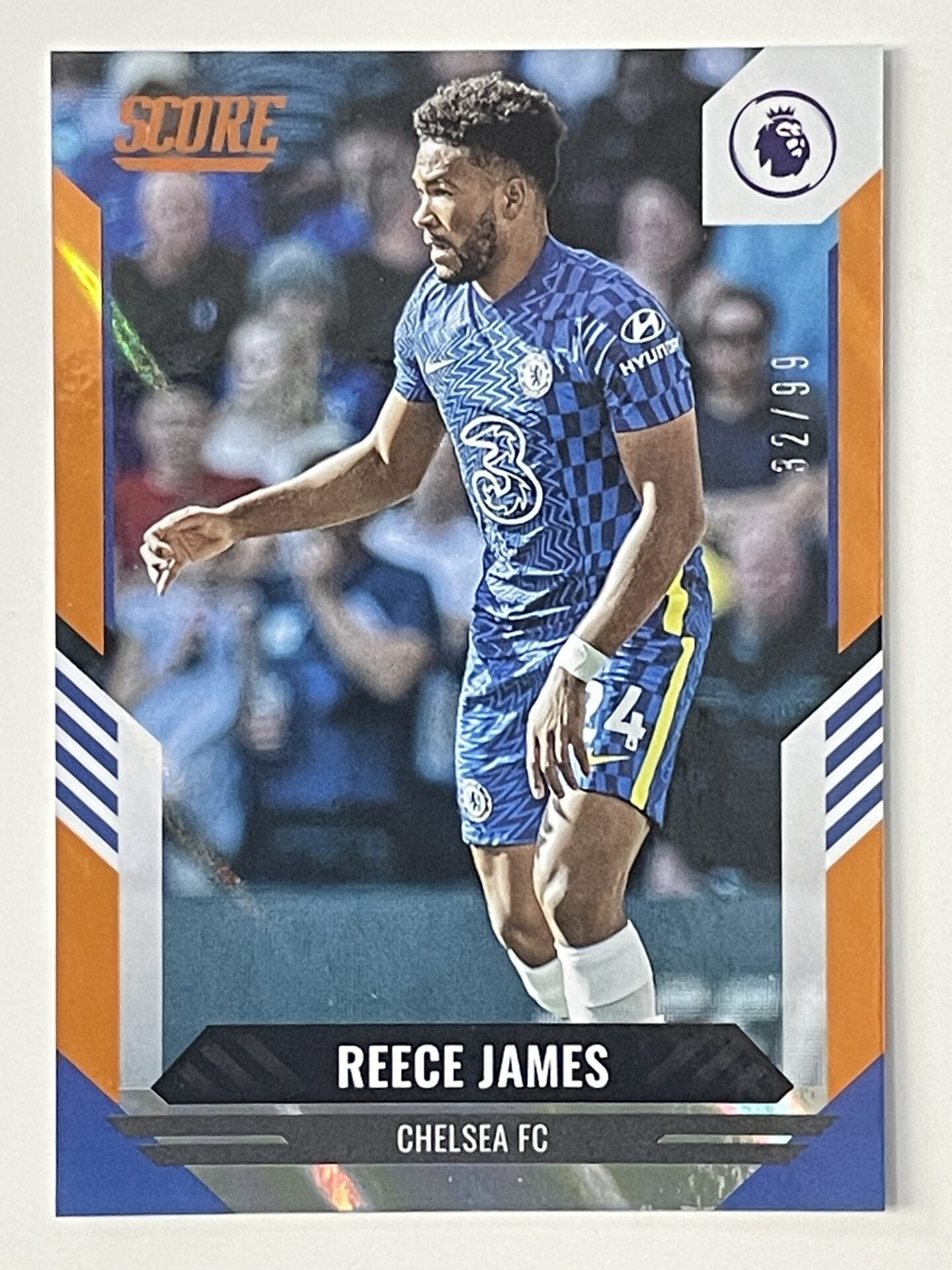 Reece James Chelsea Base Orange Lava Parallel Panini Premier League Score 2021 2022