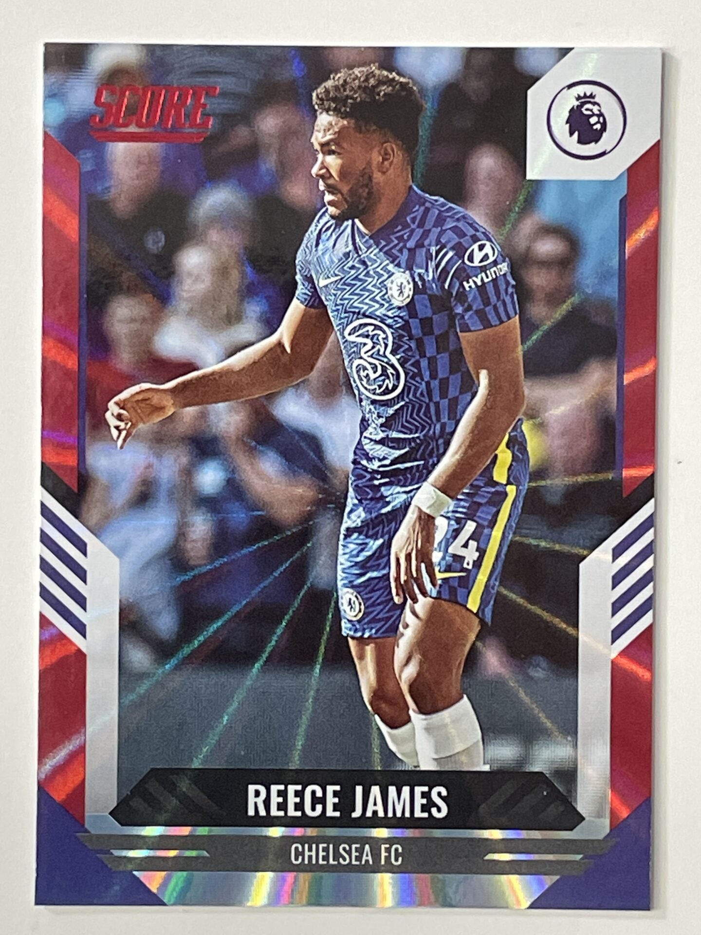 Reece James Chelsea Base Red Laser Parallel Panini Premier League Score 2021 2022