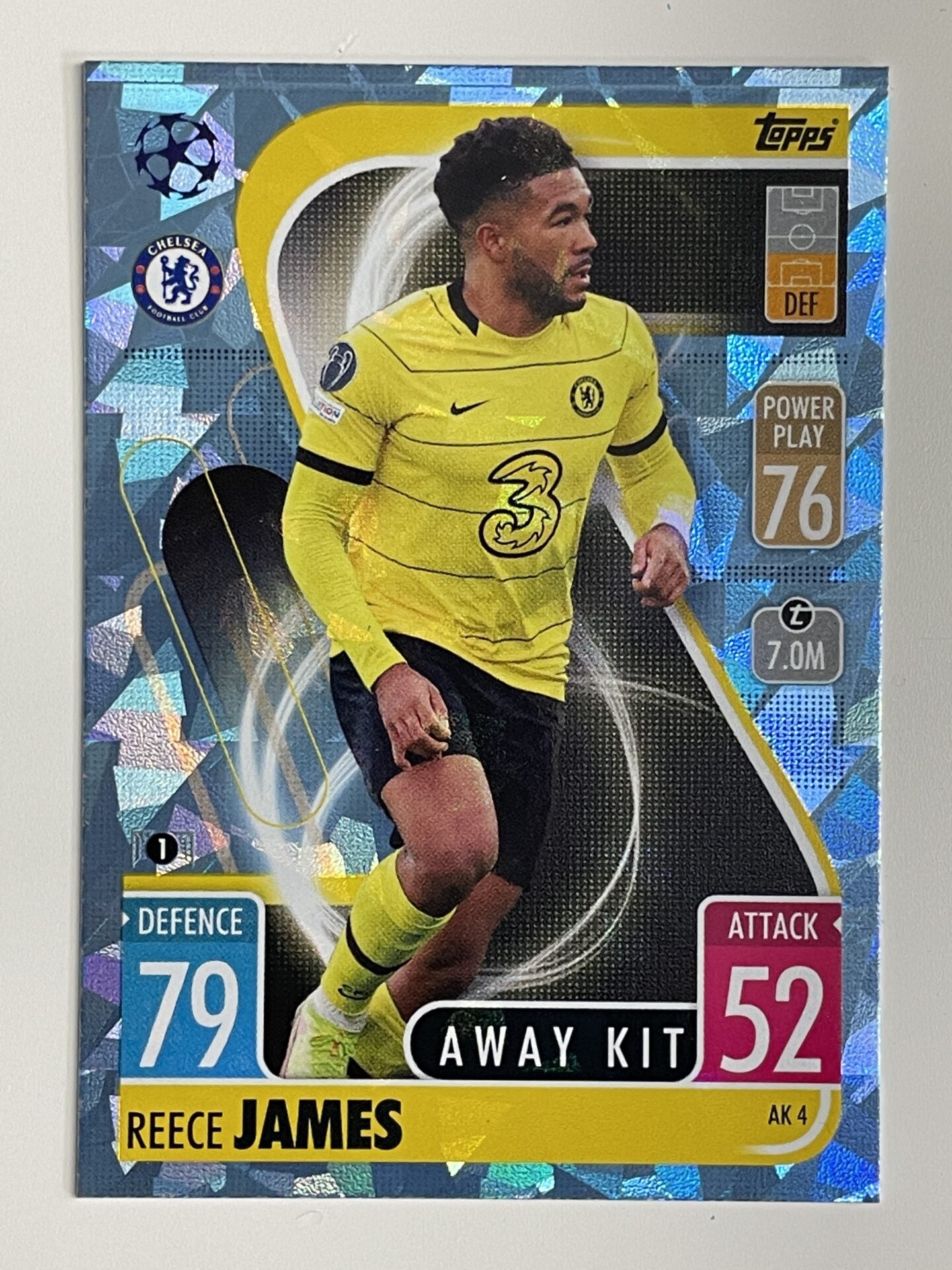 Reece James Chelsea FC Away Kit Crystal Foil Parallel Topps Match Attax Extra 2021:22 Champions League Card