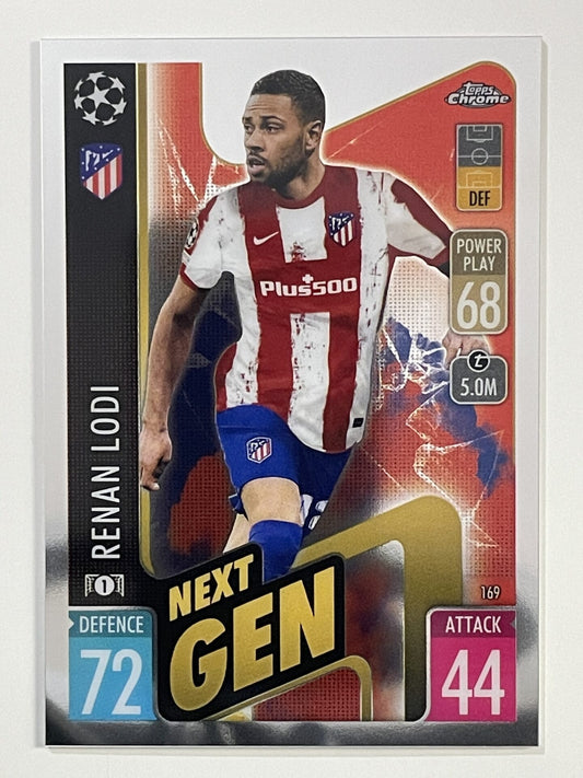 Renan Lodi Next Gen Athletico Madrid Topps Match Attax Chrome 2021 2022 Football Card