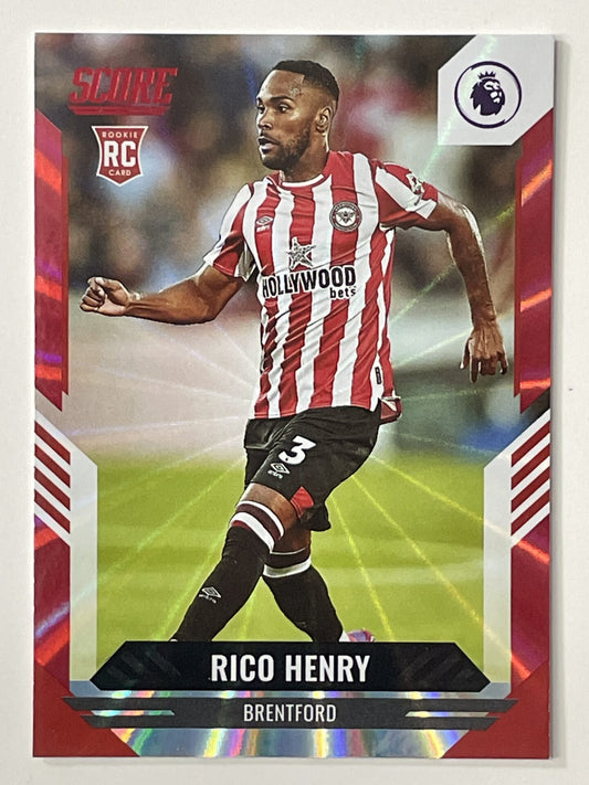 Rico Henry Brentford Base Red Laser Parallel Panini Premier League Score 2021 2022