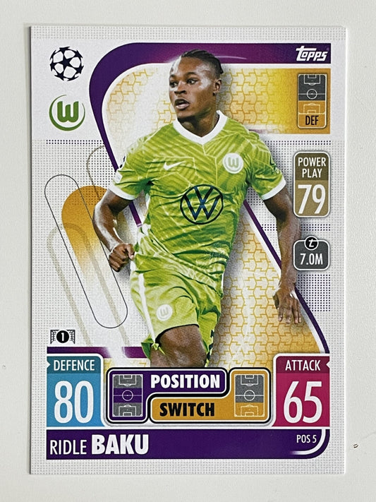 Ridle Baku Wolfsburg Position Switch Topps Match Attax Extra 2021:22 Champions League Card