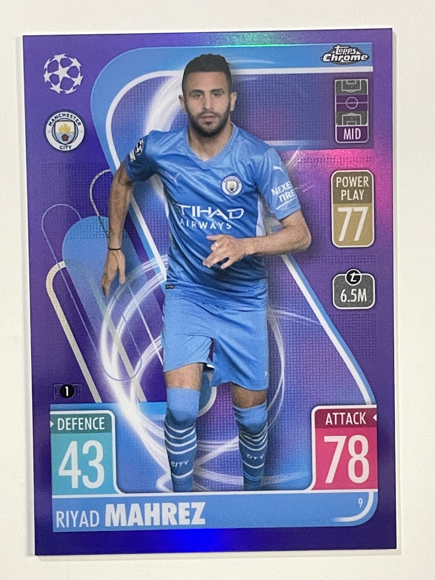 Riyad Mahrez Purple Parallel Topps Match Attax Chrome 2021 2022