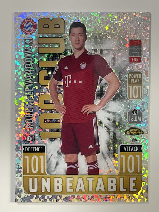 Robert Lewandowski 100 Club Speckle Refractor Topps Match Attax Chrome 2021 2022