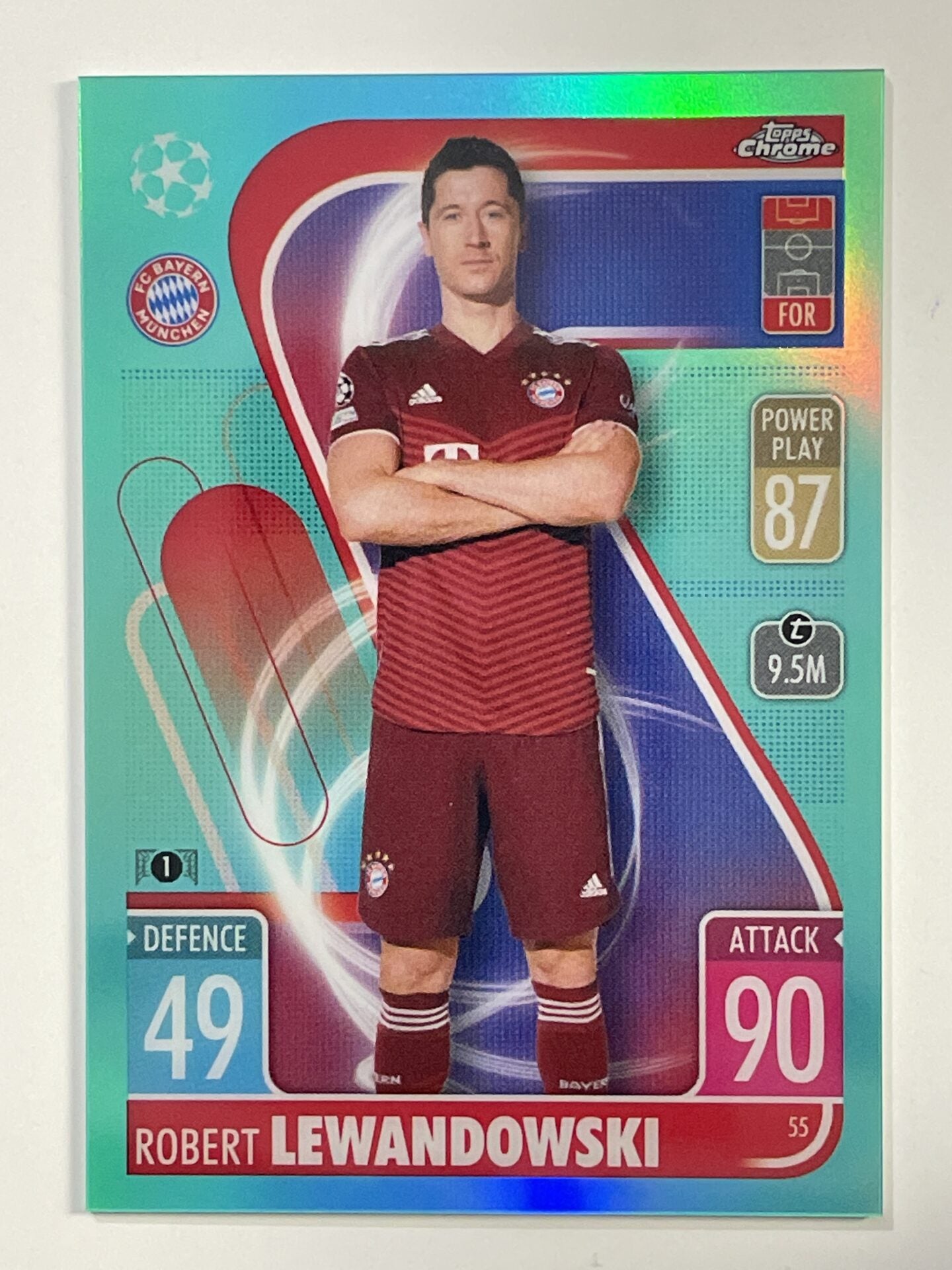 Robert Lewandowski Aqua Parallel Topps Match Attax Chrome 2021 2022