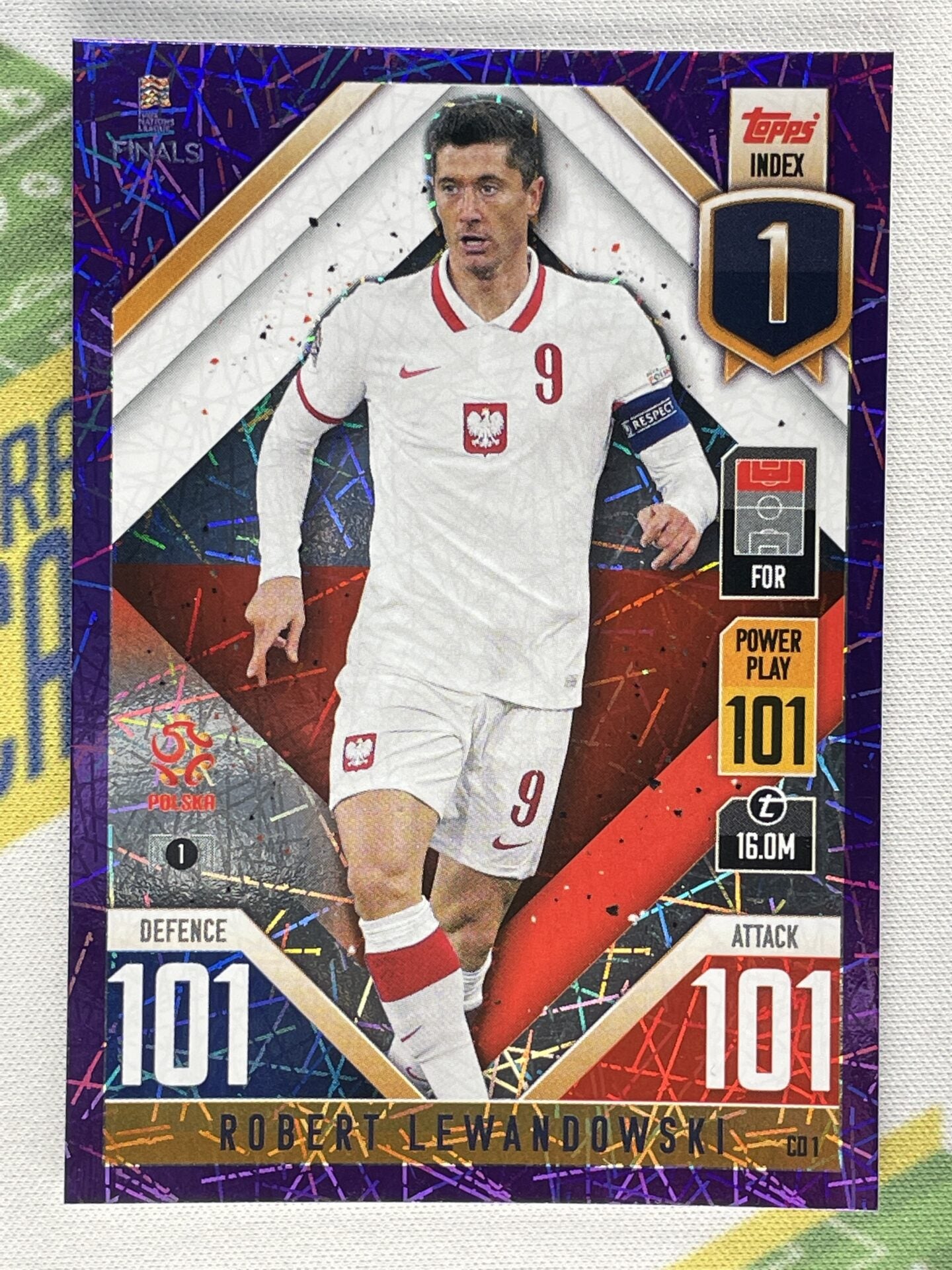 Robert Lewandowski Poland Purple Foil Parallel Topps Match Attax 101 Road to Nations League 2022 Card