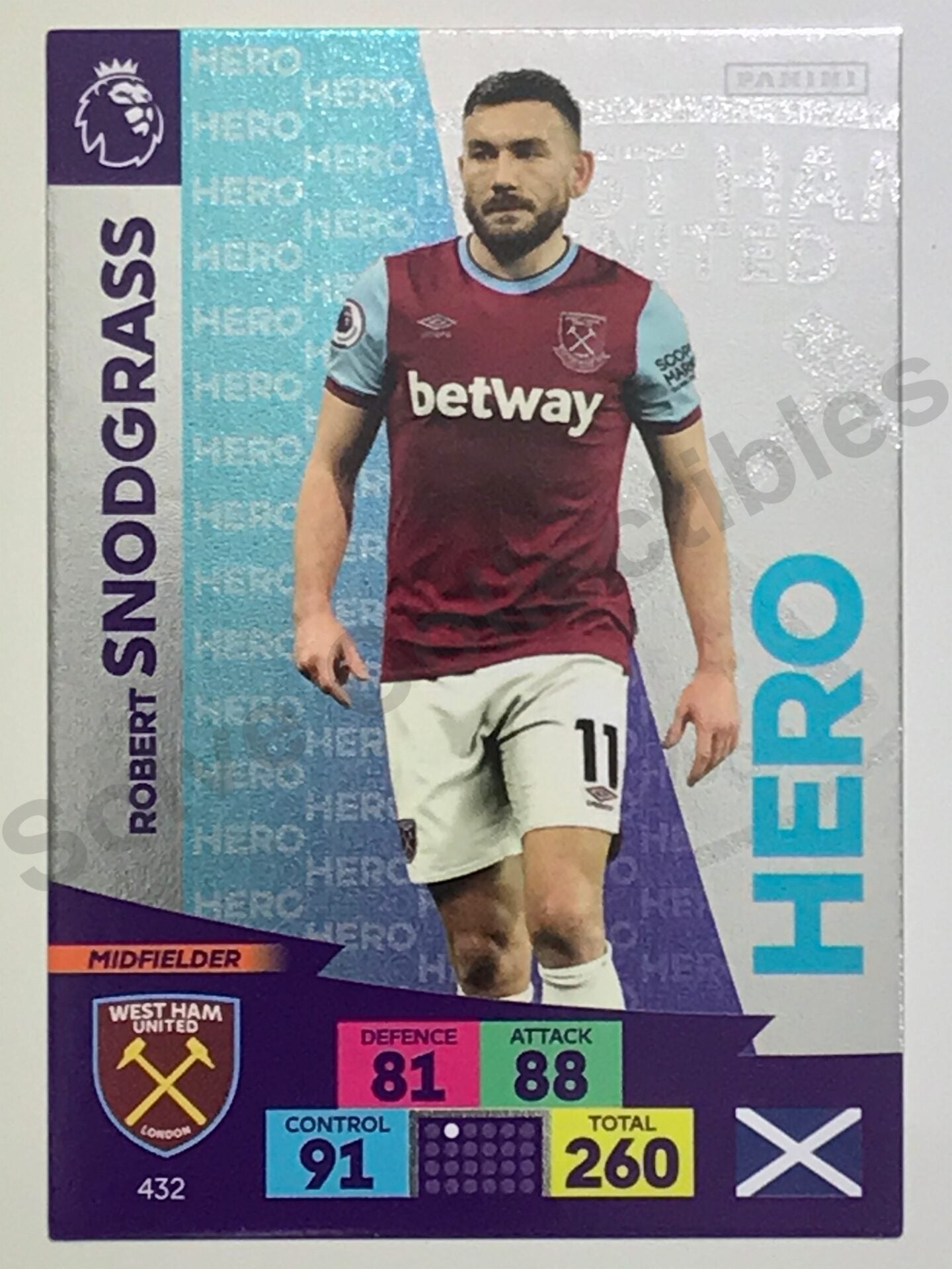 Robert Snodgrass (West Ham) &#8211; Hero Football Card &#8211; Premier League Adrenalyn XL 2020:21