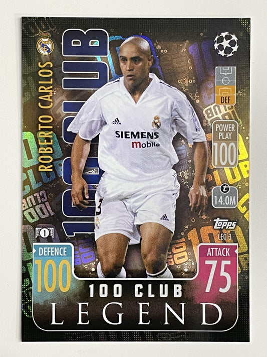 Roberto Carlos Real Madrid 100 Club Legend Topps Match Attax Extra 2021:22 Champions League Card