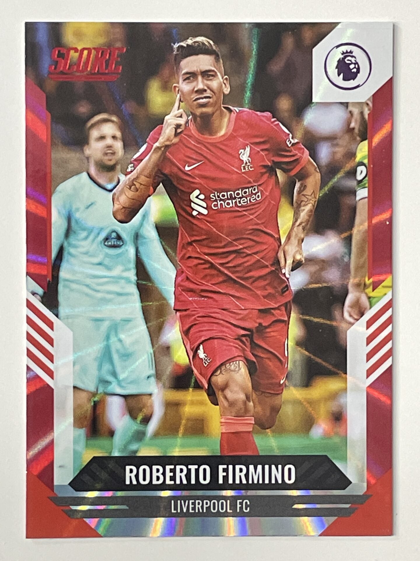 Roberto Firmino Liverpool Base Red Laser Parallel Panini Premier League Score 2021 2022