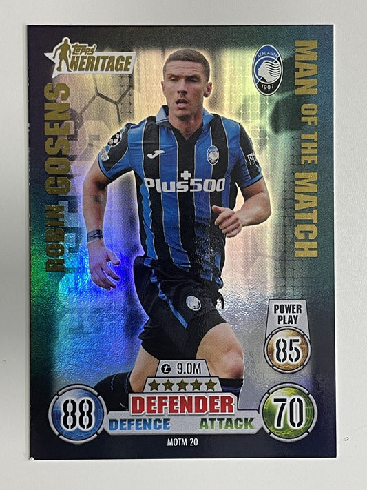 Robin Gosens Atalanta Man of the Match Heritage Topps Match Attax Extra 2021:22 Champions League Card