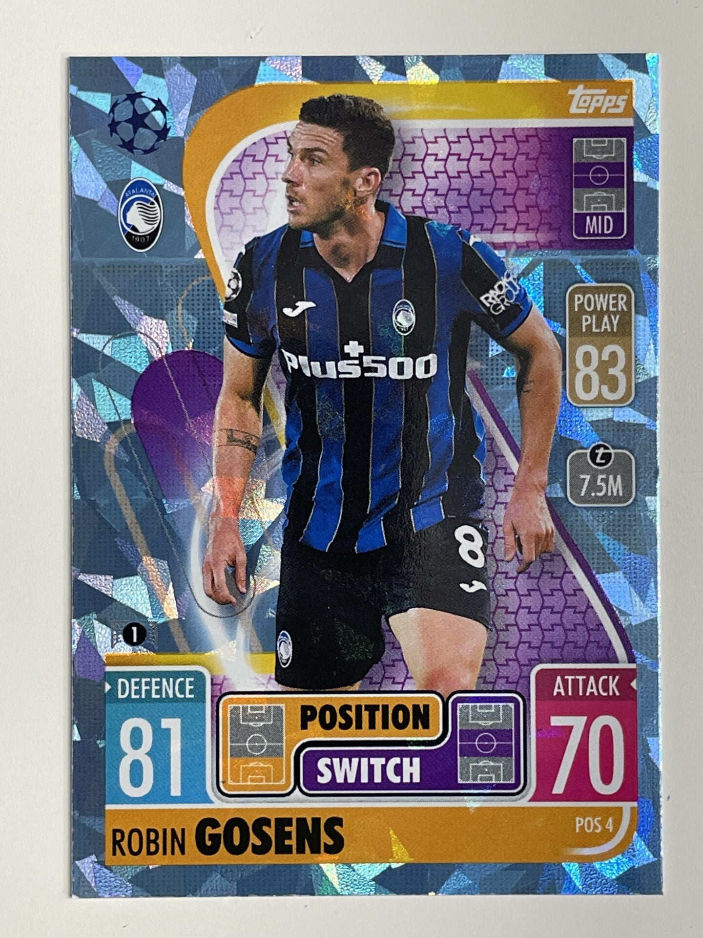 Robin Gosens Atalanta Position Switch Crystal Foil Parallel Topps Match Attax Extra 2021:22 Champions League Card