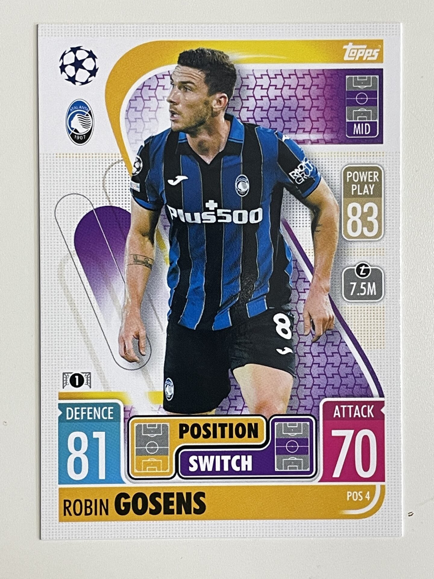 Robin Gosens Atalanta Position Switch Topps Match Attax Extra 2021:22 Champions League Card