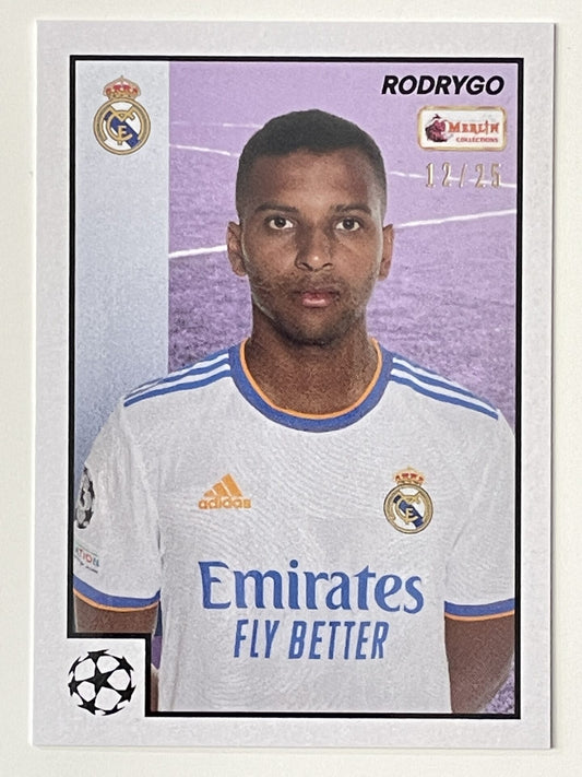 Rodrygo Real Madrid Base Parallel 12:25 Topps Merlin Heritage 97 UEFA Champions League Card