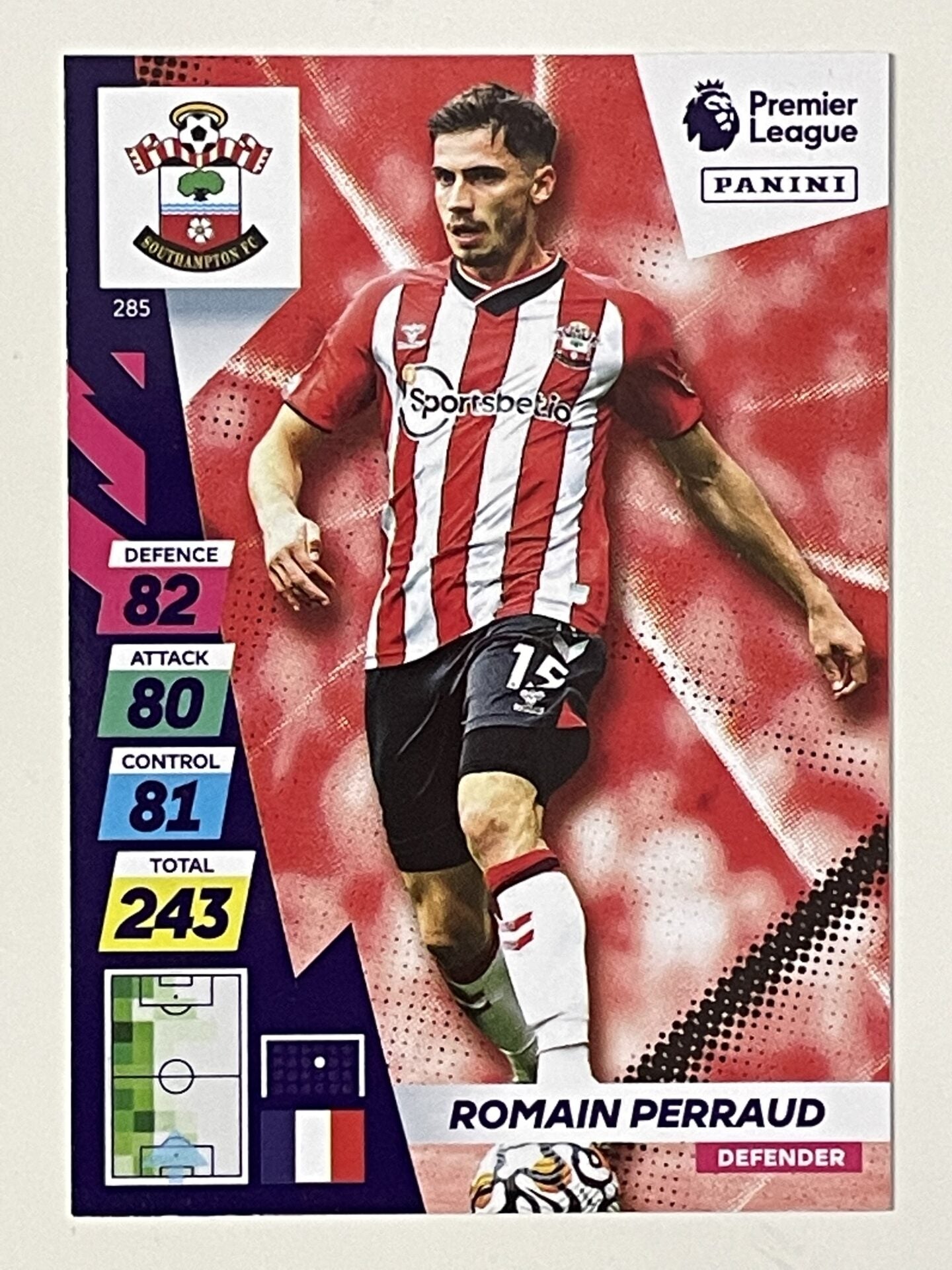 Romain Perraud Southampton Base Panini Adrenalyn XL PLUS Premier League 2021 2022