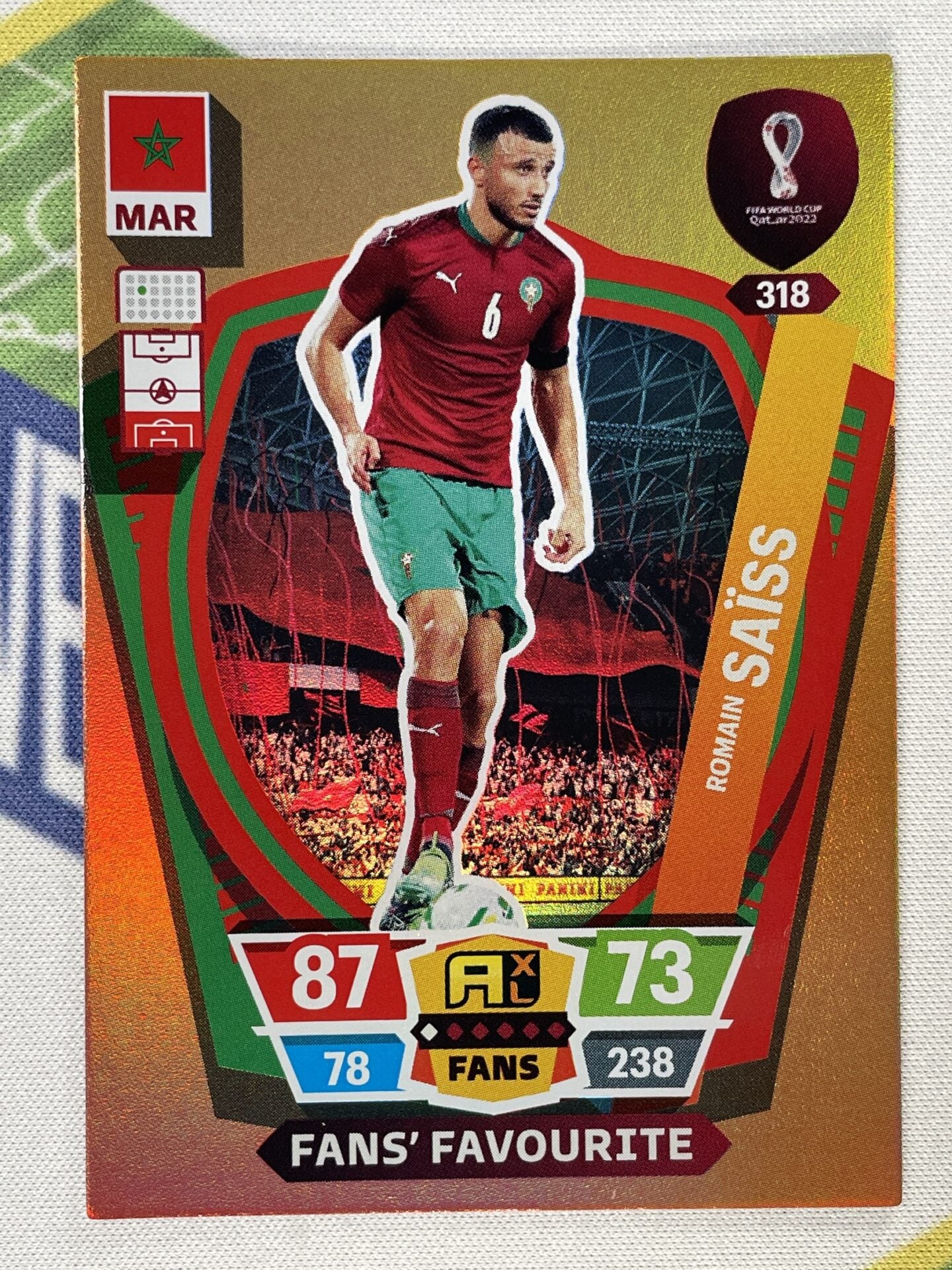 Romain Saiss Morocco Fans Favourite Panini World Cup 2022 Adrenalyn XL Card