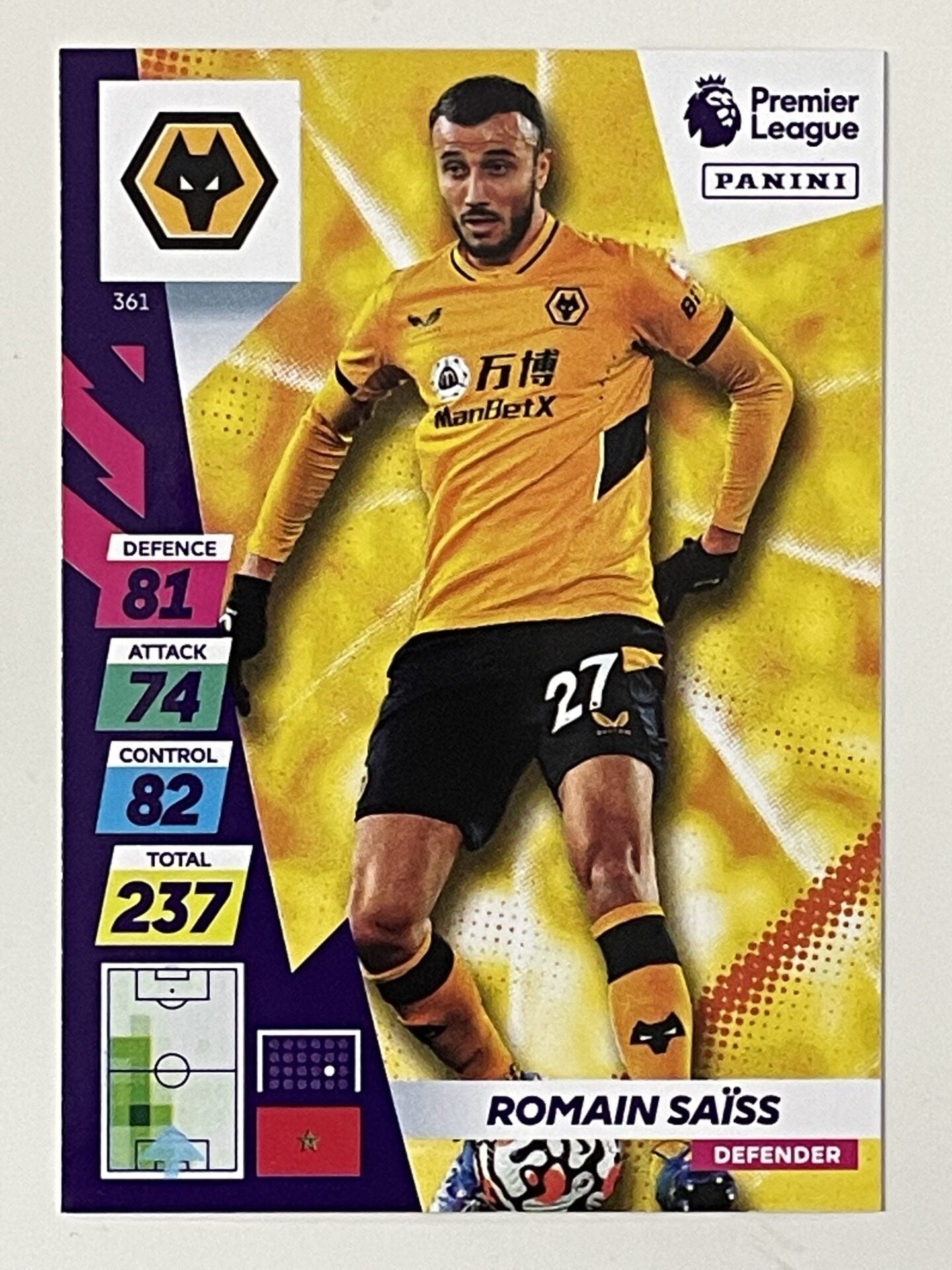 Romain Saiss Wolves Base Panini Adrenalyn XL PLUS Premier League 2021 2022