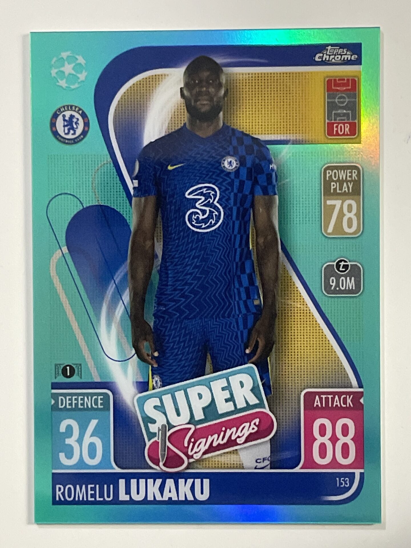 Romelu Lukaku Aqua Parallel Topps Match Attax Chrome 2021 2022