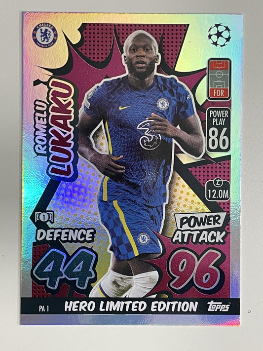 Romelu Lukaku Chelsea FC Hero Limited Edition Topps Match Attax Extra 2021:22 Champions League Card