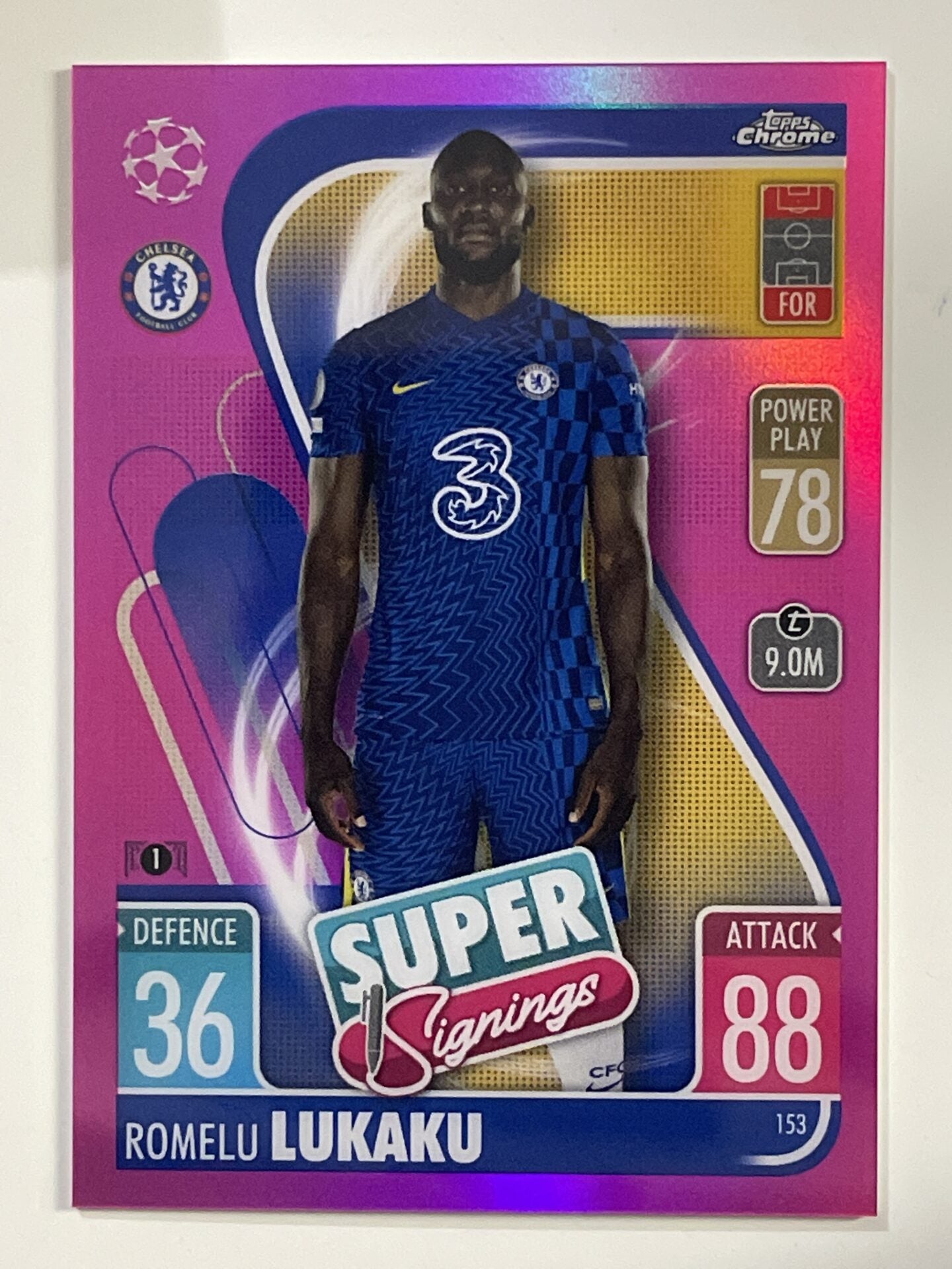 Romelu Lukaku Super Signings Pink Parallel Topps Match Attax Chrome 2021 2022