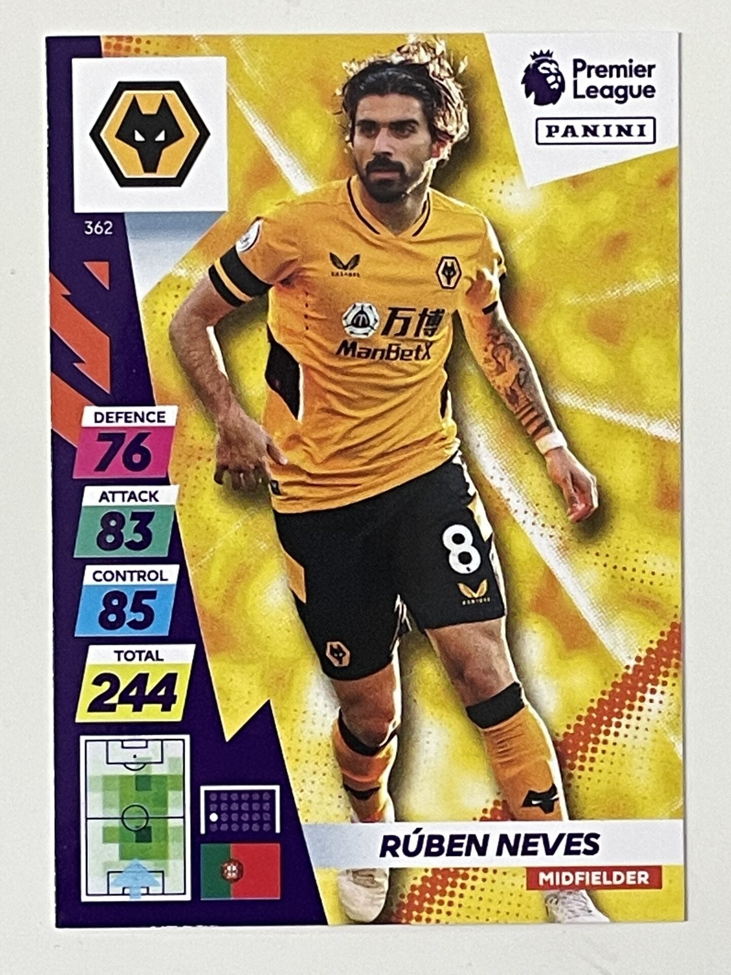 Ruben Neves Wolves Base Panini Adrenalyn XL PLUS Premier League 2021 2022