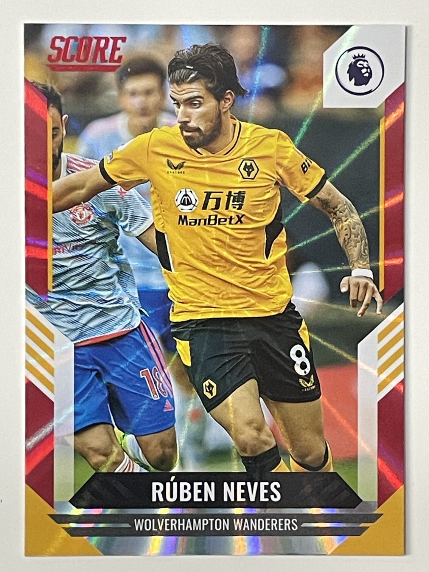 Ruben Neves Wolves Base Red Laser Parallel Panini Premier League Score 2021 2022