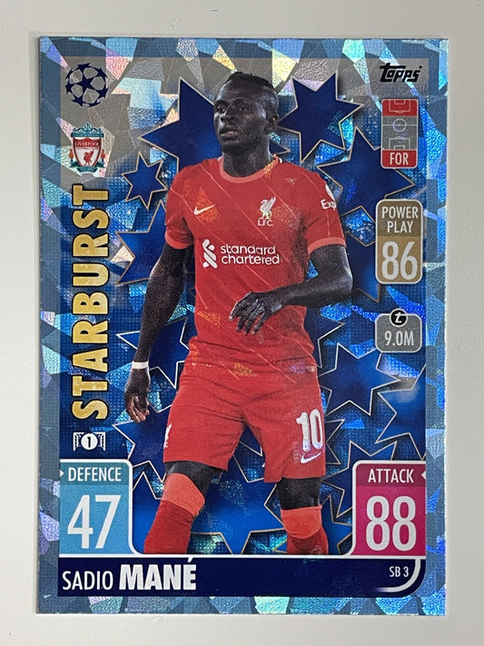 Sadio Mane Liverpool FC Starburst Crystal Foil Parallel Topps Match Attax Extra 2021:22 Champions League Card