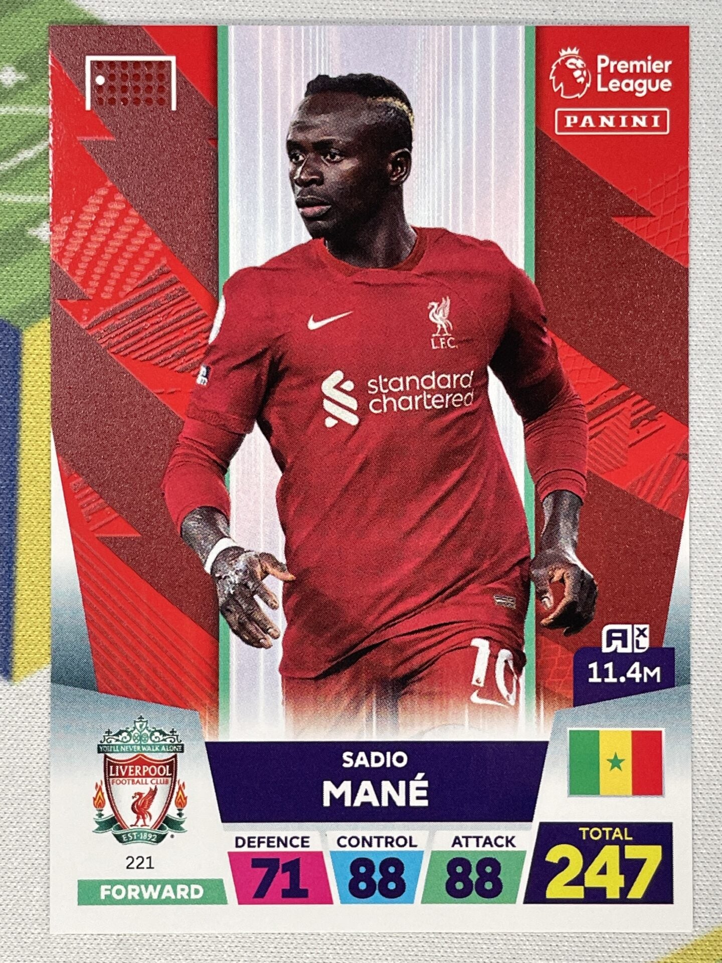 Sadio Mane Liverpool Panini Premier League Adrenalyn XL 2023 Card