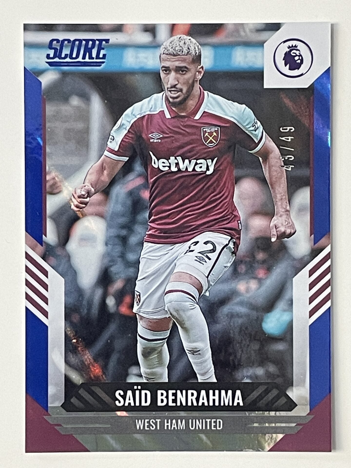 Said Benrahma West Ham Base Blue Lava Parallel Panini Premier League Score 2021 2022