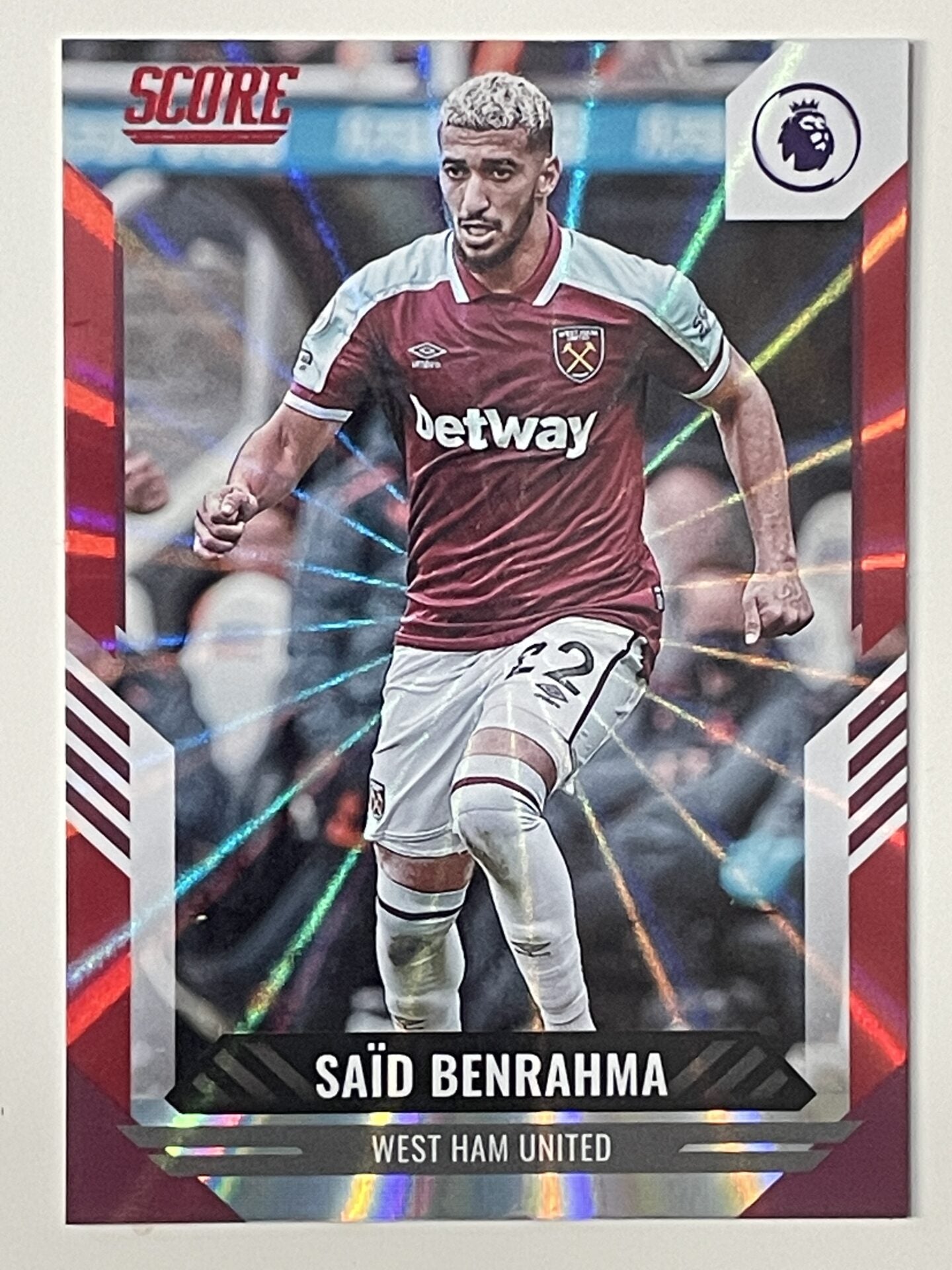 Said Benrahma West Ham Base Red Laser Parallel Panini Premier League Score 2021 2022