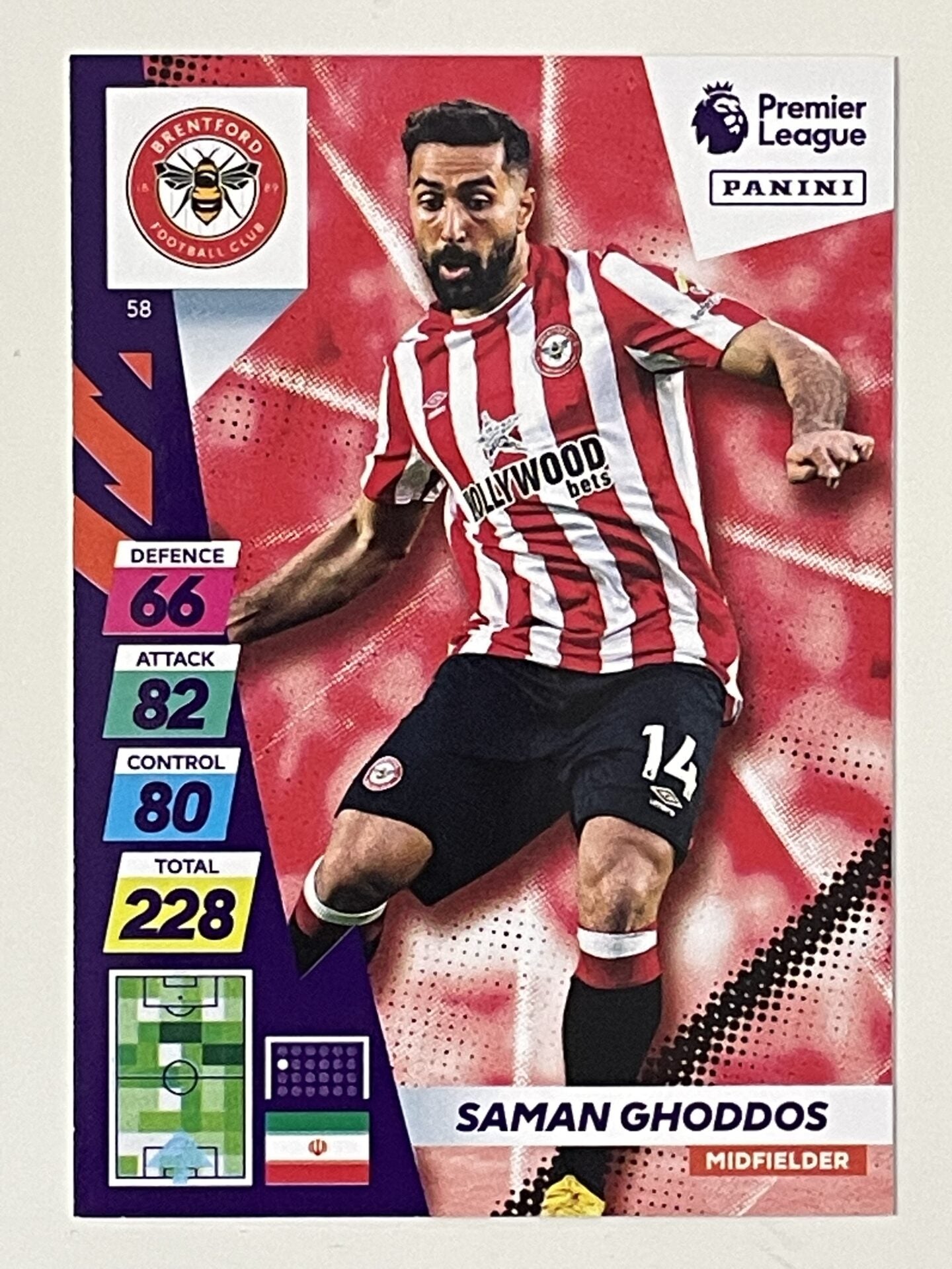 Saman Ghoddos Brentford Base Panini Adrenalyn XL PLUS Premier League 2021 2022