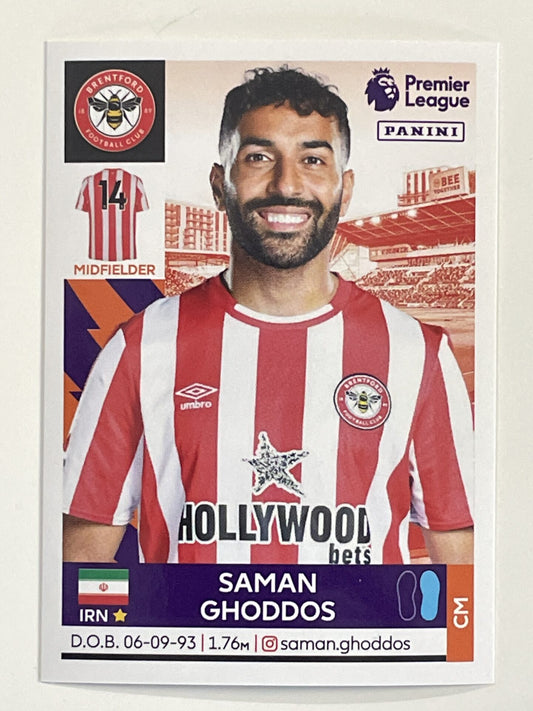 Saman Ghoddos Brentford Panini Premier League 2022 Football Sticker