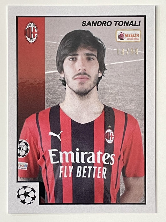 Sandro Tonali AC Milan Base Parallel 14:99 Topps Merlin Heritage 97 UEFA Champions League Card