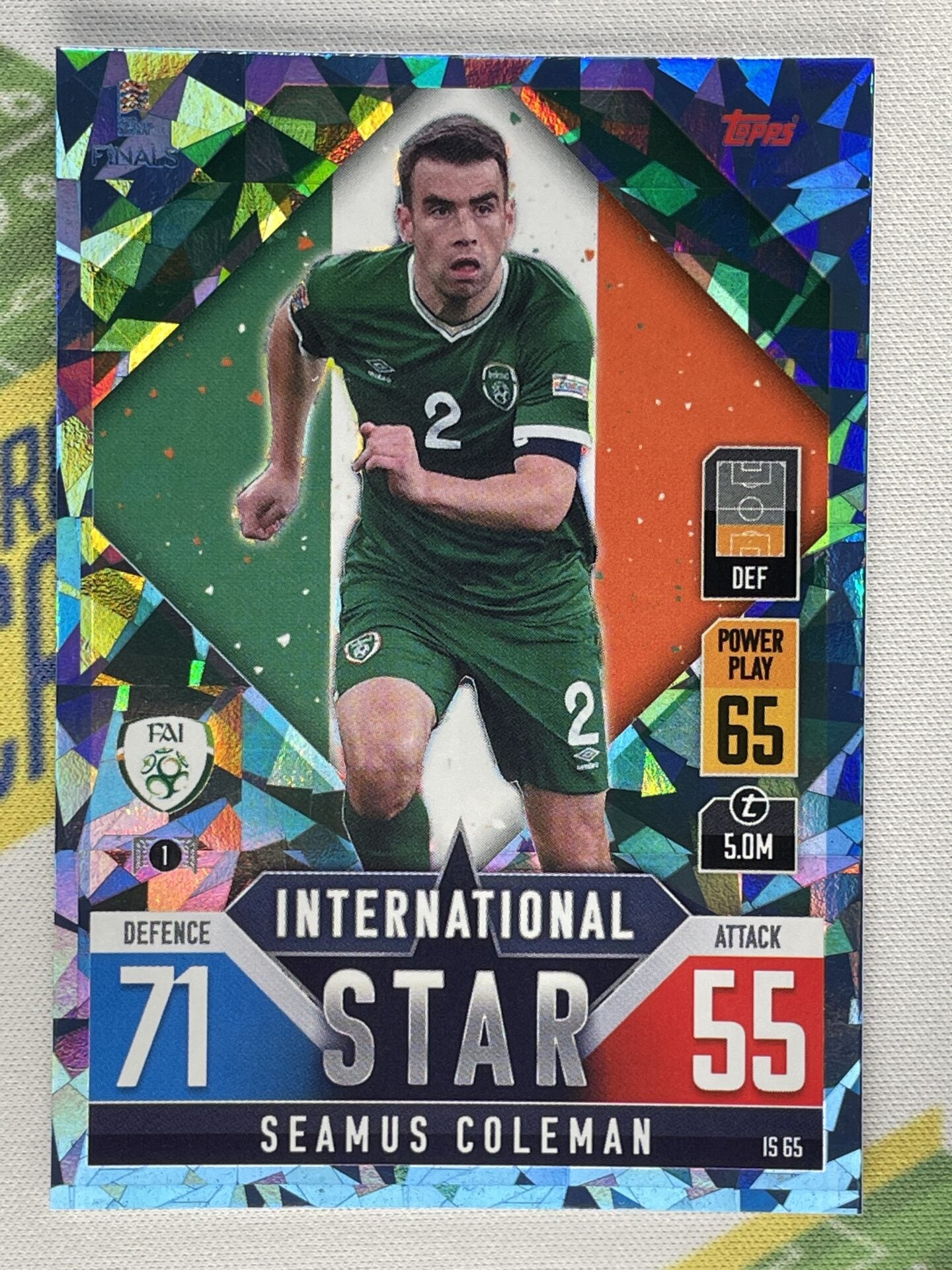 Seamus Coleman Ireland Crystal Foil Parallel Topps Match Attax 101 Road to Nations League 2022 Card