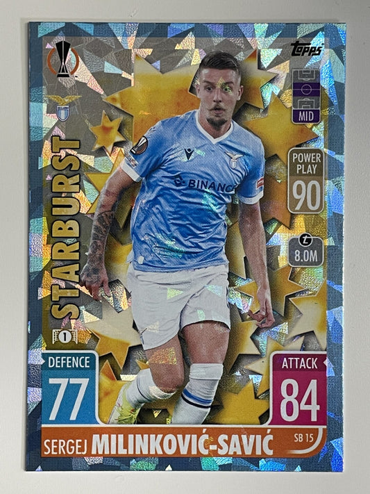 Segej Milinkovic-Savic Lazio Starburst Crystal Foil Parallel Topps Match Attax Extra 2021:22 Champions League Card