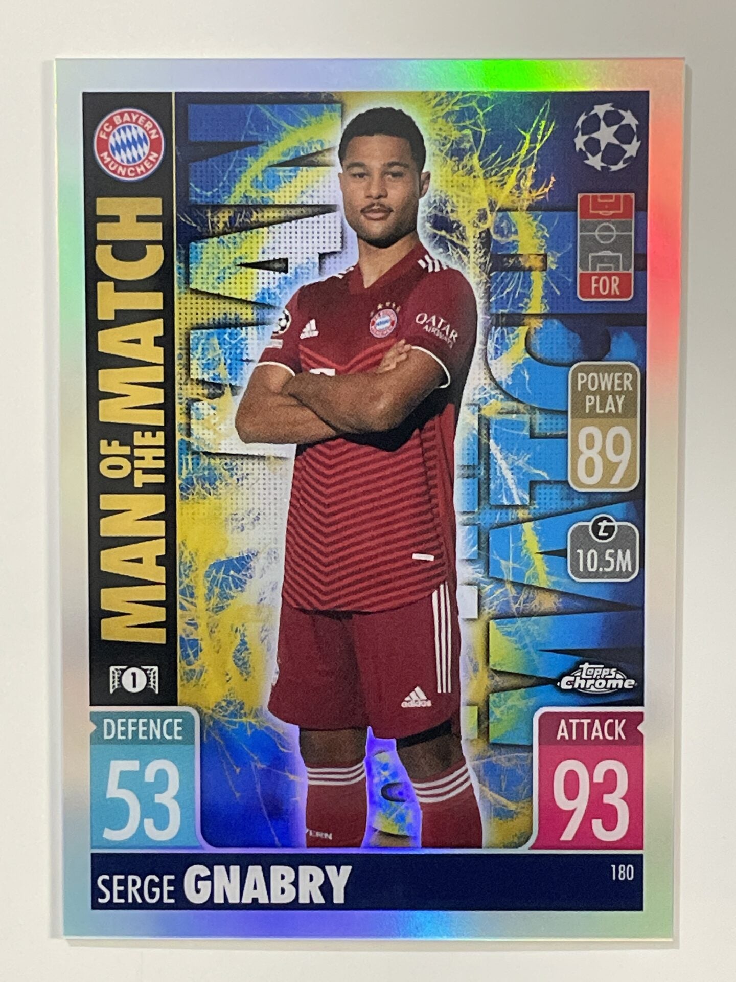 Serge Gnabry Man of the Match Refractor Topps Match Attax Chrome 2021 2022