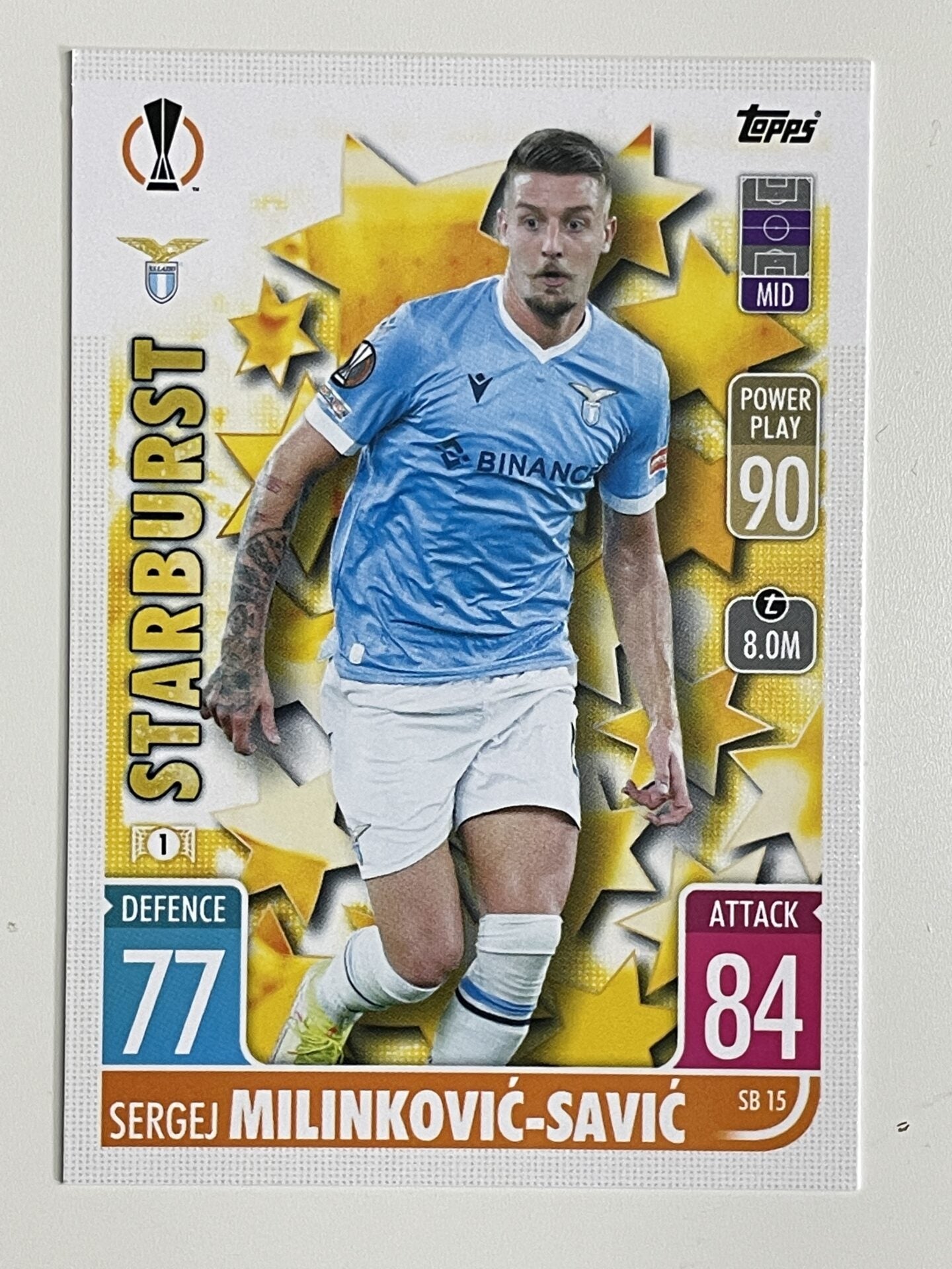 Sergej Milinkovic-Savic Lazio Starburst Topps Match Attax Extra 2021:22 Champions League Card